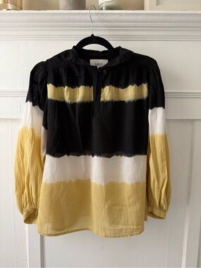 ba&sh Black Blouse with White Label Detail